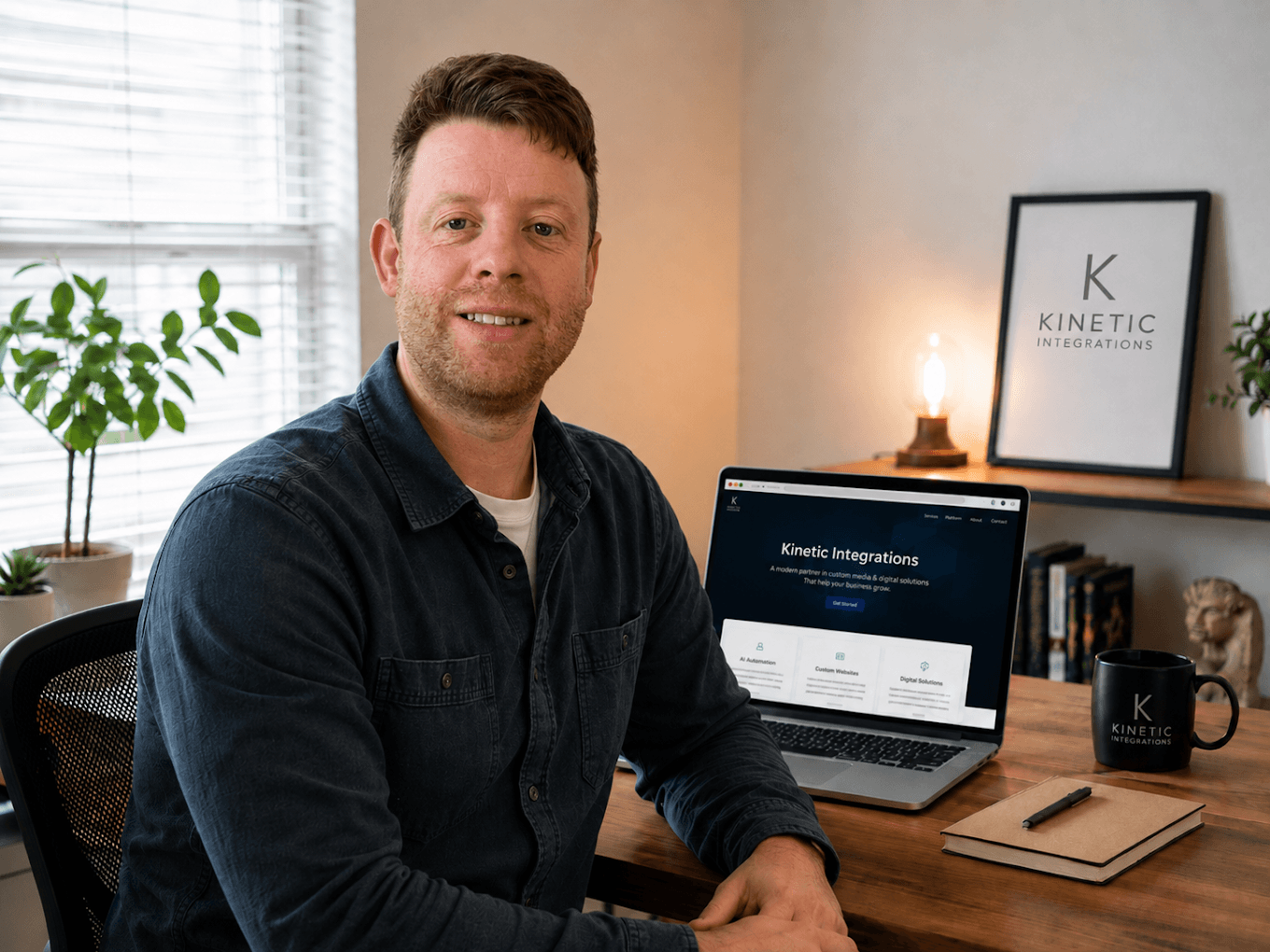 Steven from Kinetic Integrations at his desk